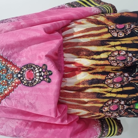 Embellished Kaftans, pink/yellow/green/animal print playsuit, boho size M/L - Picture 4 of 12